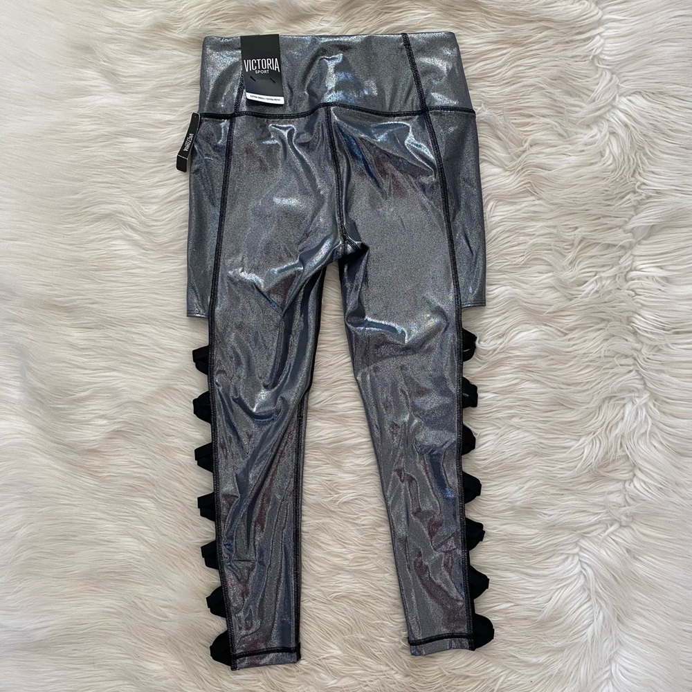 Victoria’s Secret Silver Metallic Cutout Crop Leggings - Picture 6 of 8